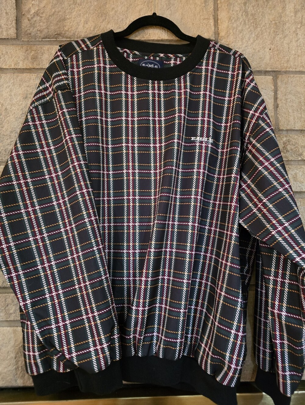 Vintage 90s Eagle Golf Plaid Windbreaker Pullover Jacket, XL
